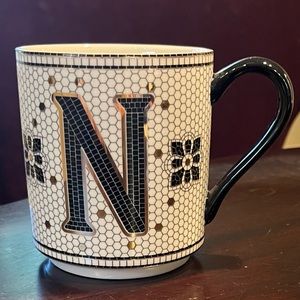 NWT- Anthropology Bistro Tile Margot Monogram Mug-“letter N”